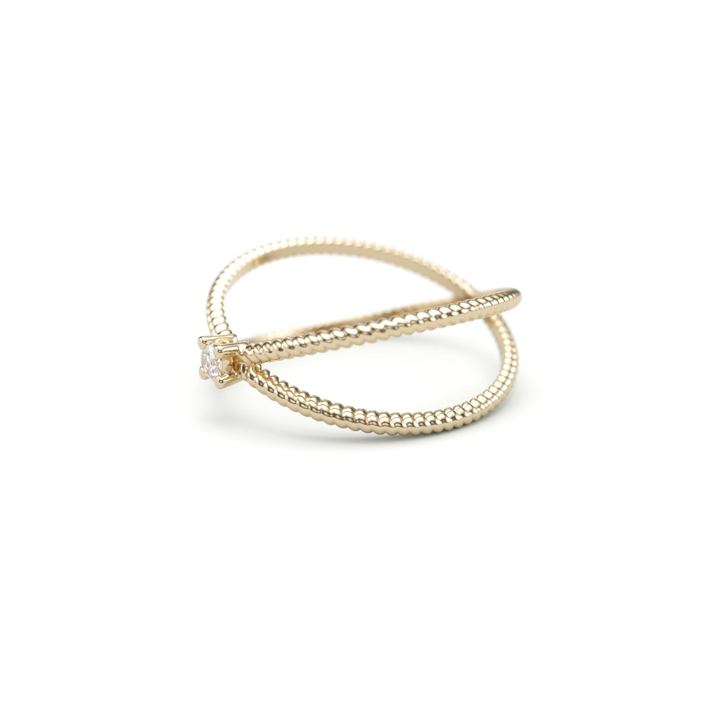 Criss Cross Cable Diamond Stack Ring