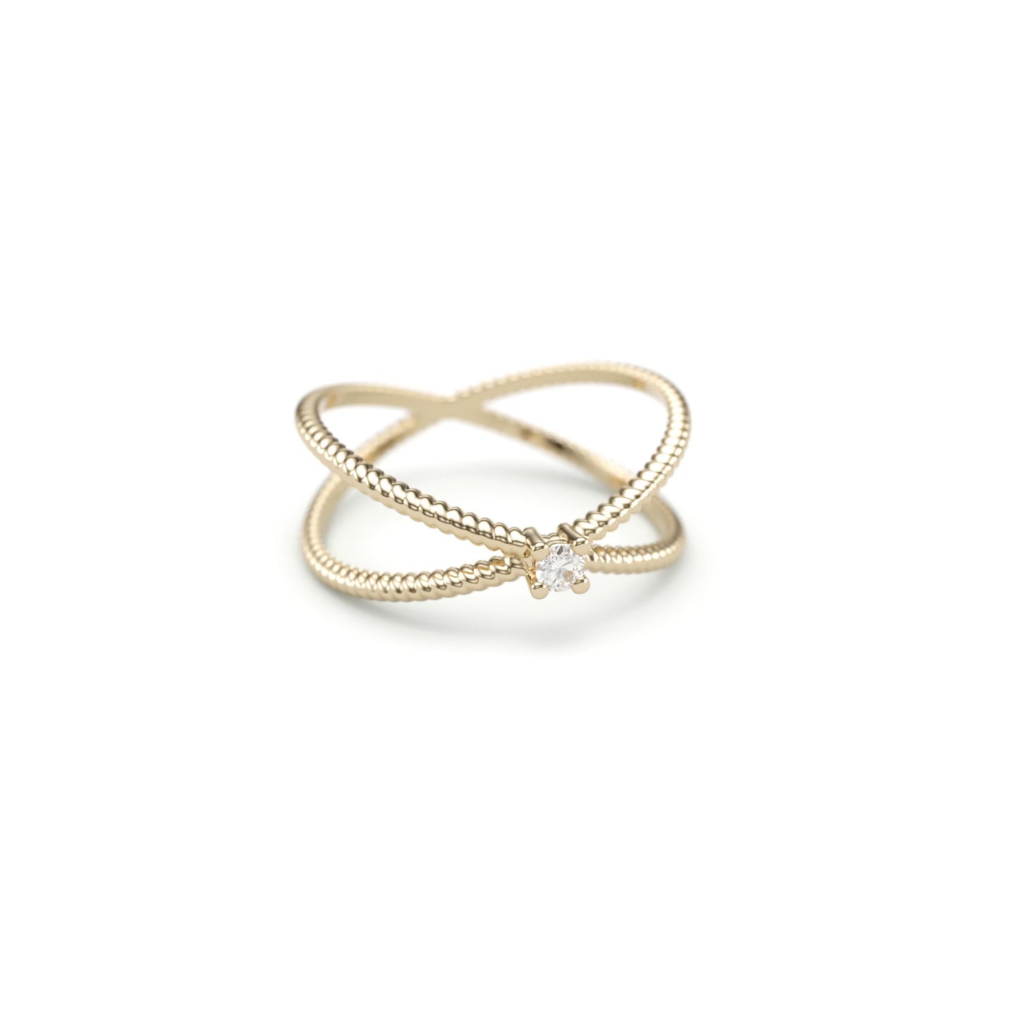 Criss Cross Cable Diamond Stack Ring