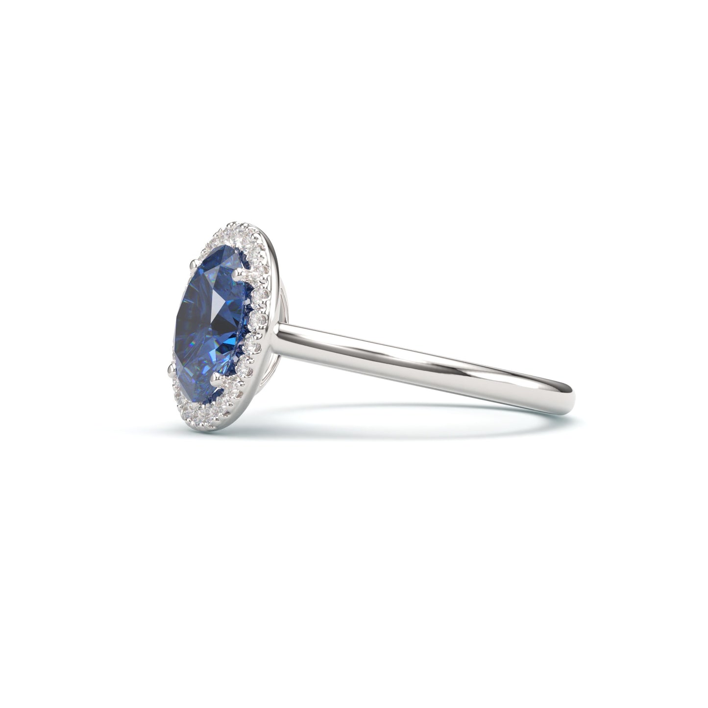 Oval cut sapphire Halo on Classic Band