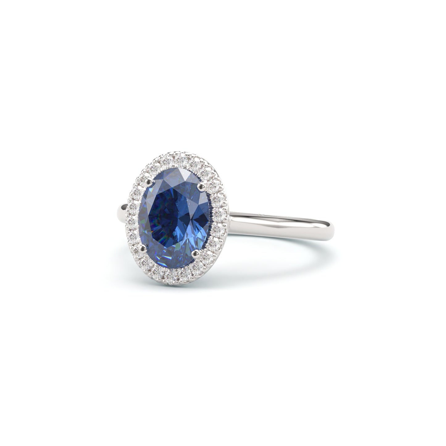 Oval cut sapphire Halo on Classic Band