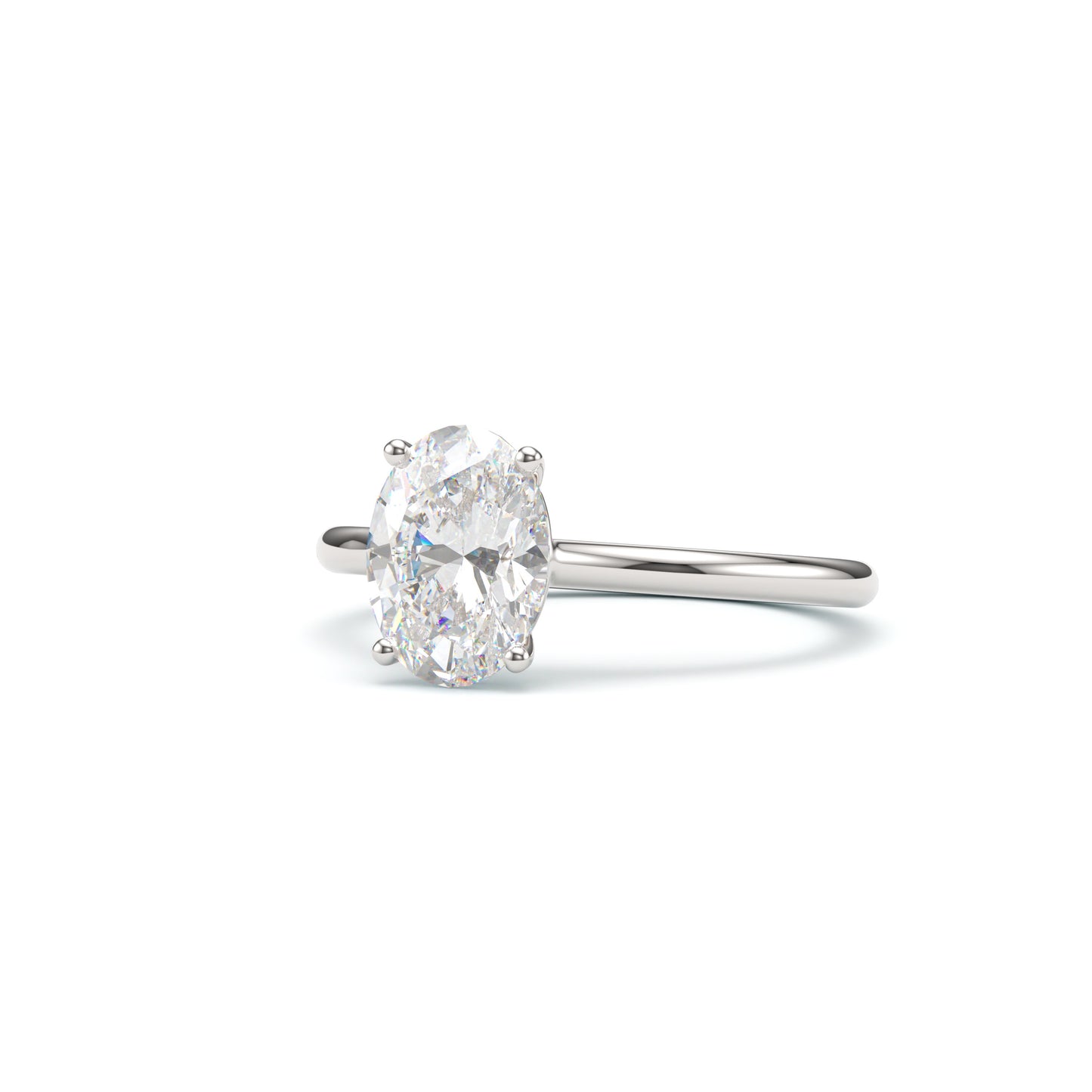 Oval on Solitaire Cathedral Band