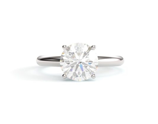 Classic Round Edge Solitaire Engagement Ring. 4 Prong