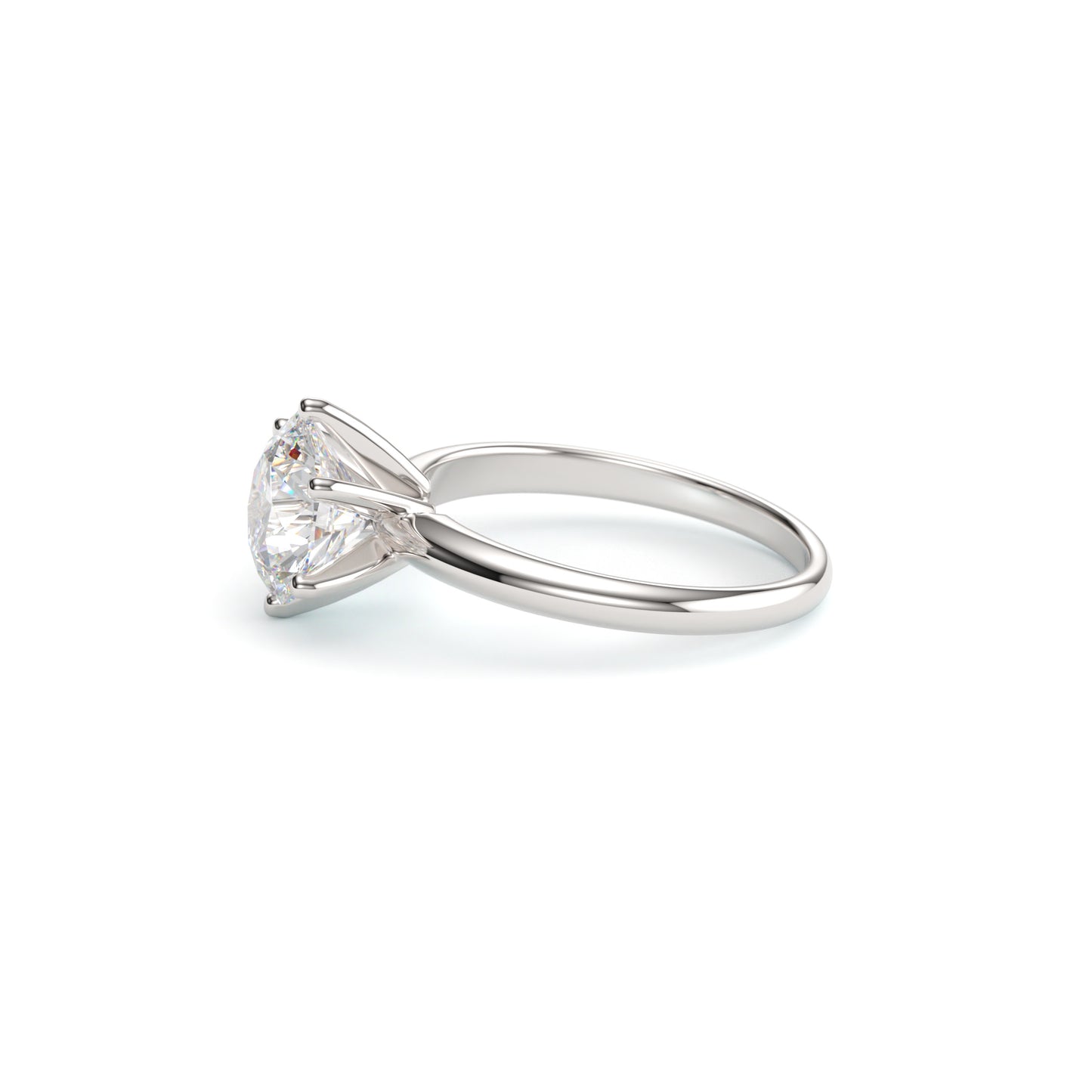Classic Round Edge Solitaire Engagement Ring. 6 Prong