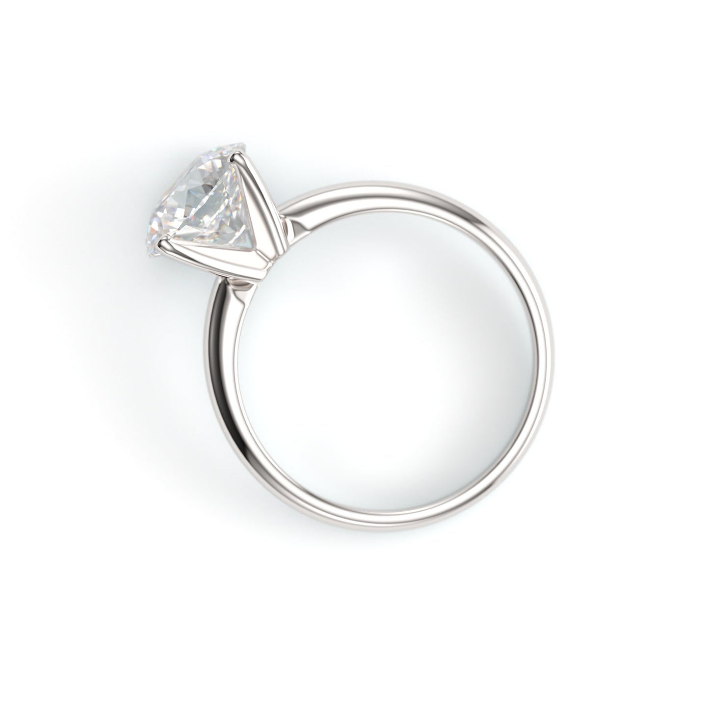 Classic Round Edge Solitaire Engagement Ring. 4 Prong