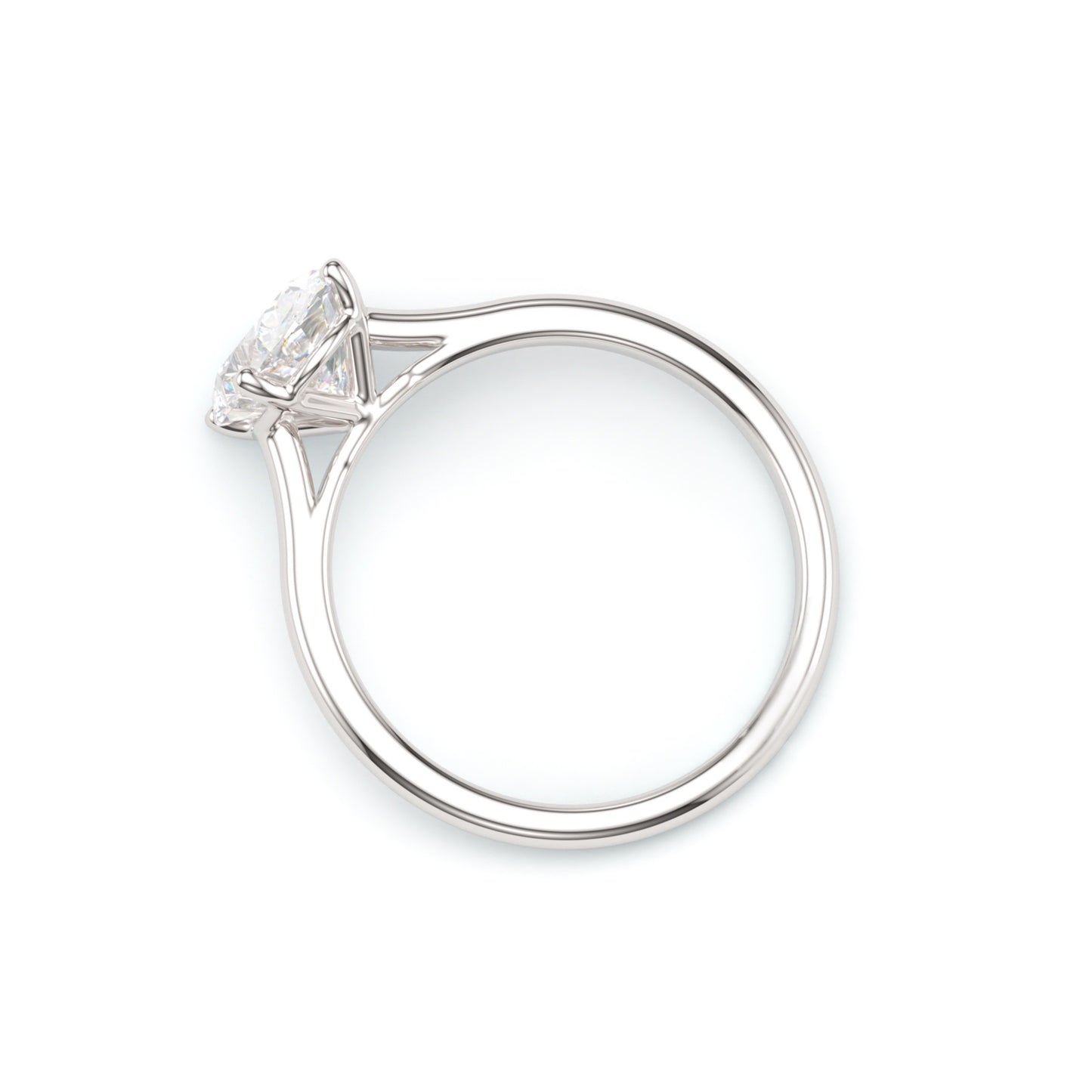 Oval on Solitaire Cathedral Band