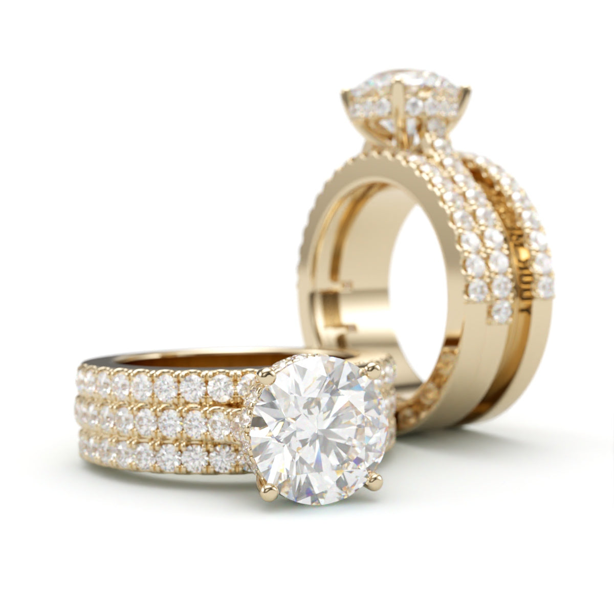 Personal Message Ring Round Halo Pave Band