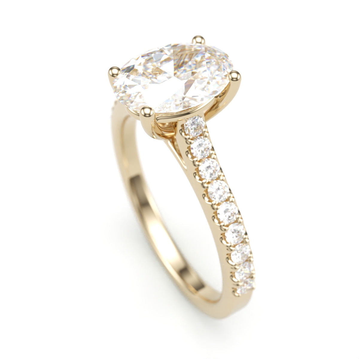 Classic Pave Diamond Oval Engagement Ring.