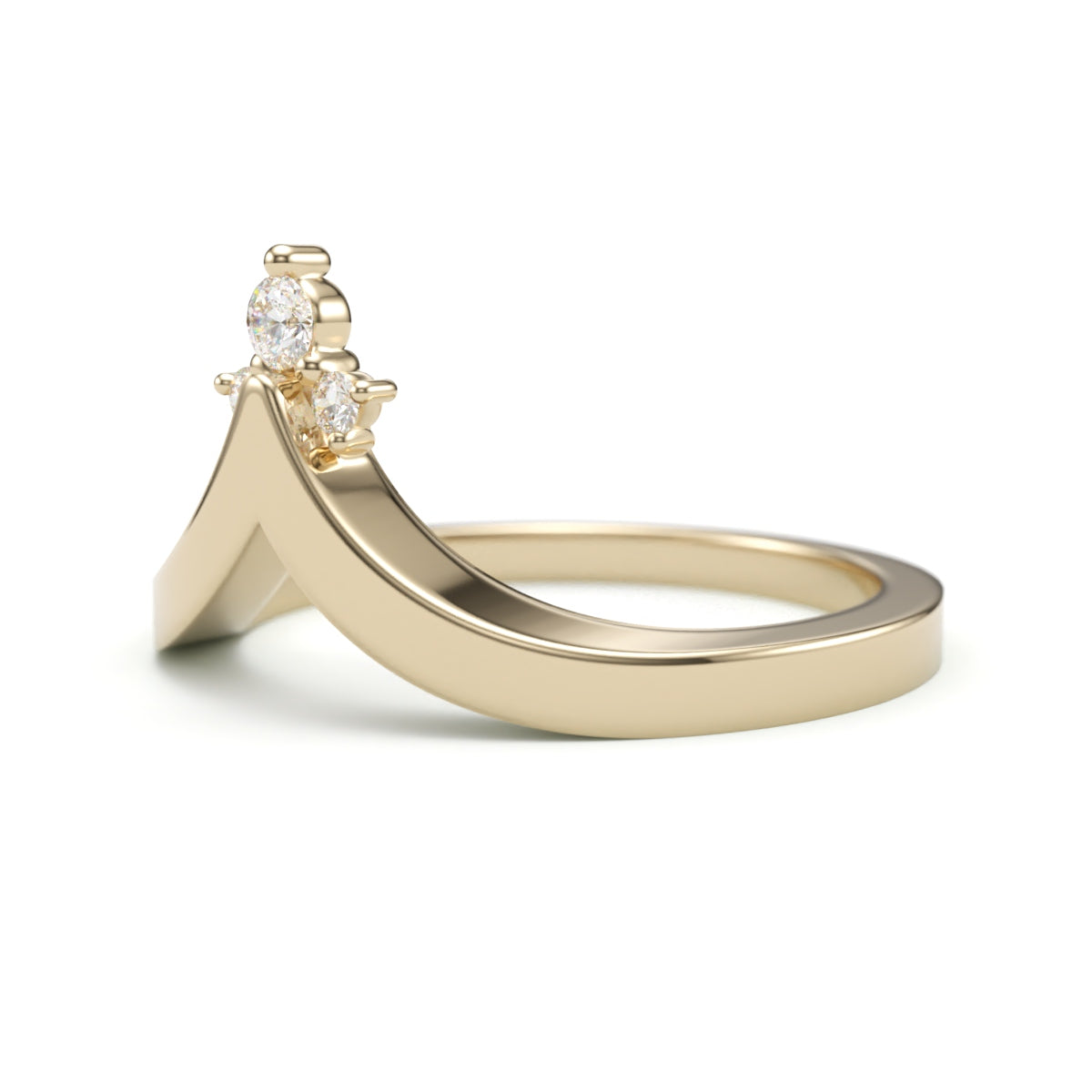 V Tiara Diamond Top Wedding Band. 1.8 mm