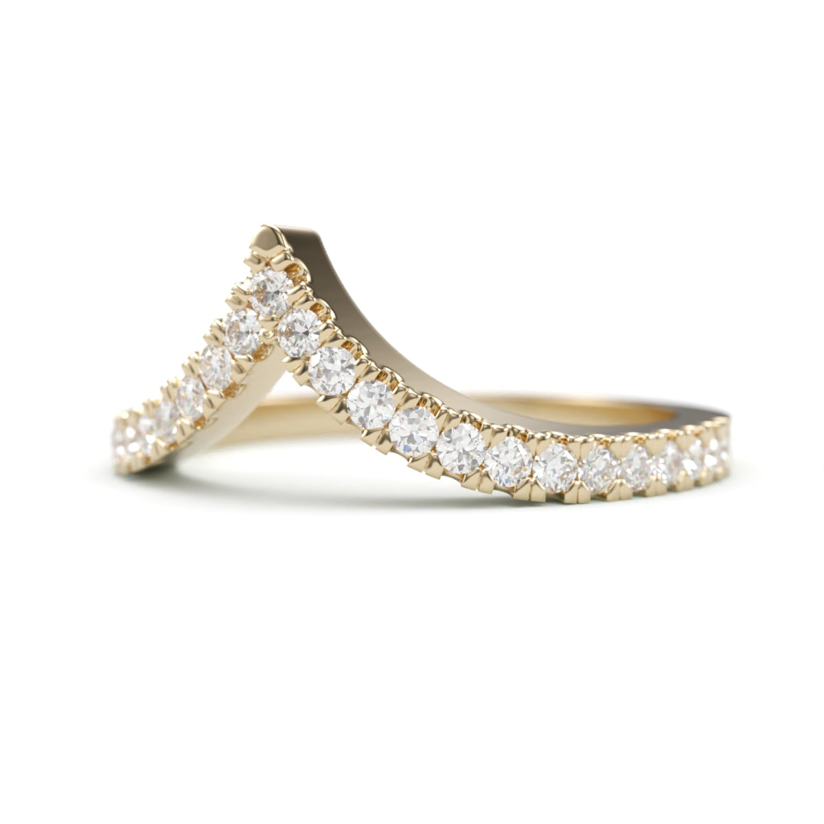 V Pave Diamond Wedding Band. 1.8 mm