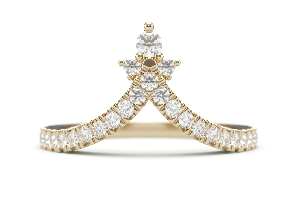 V Tiara Pave Diamond Wedding Band. 1.8 mm