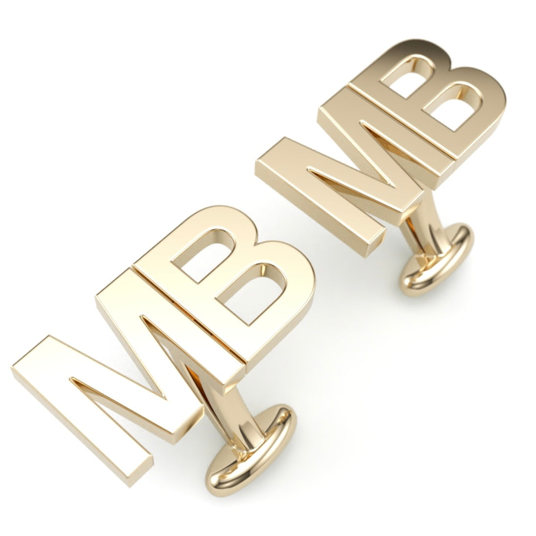 14k Gold Custom Two Initial Cufflinks. Bold