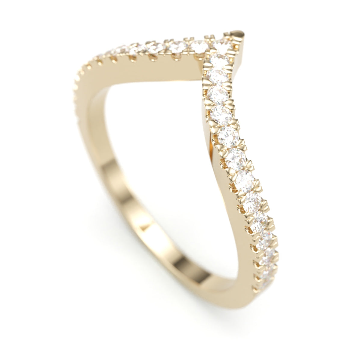 V Pave Diamond Wedding Band. 1.8 mm