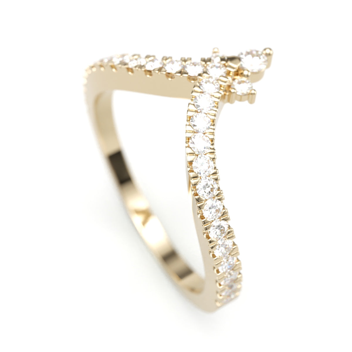 V Tiara Pave Diamond Wedding Band. 1.8 mm