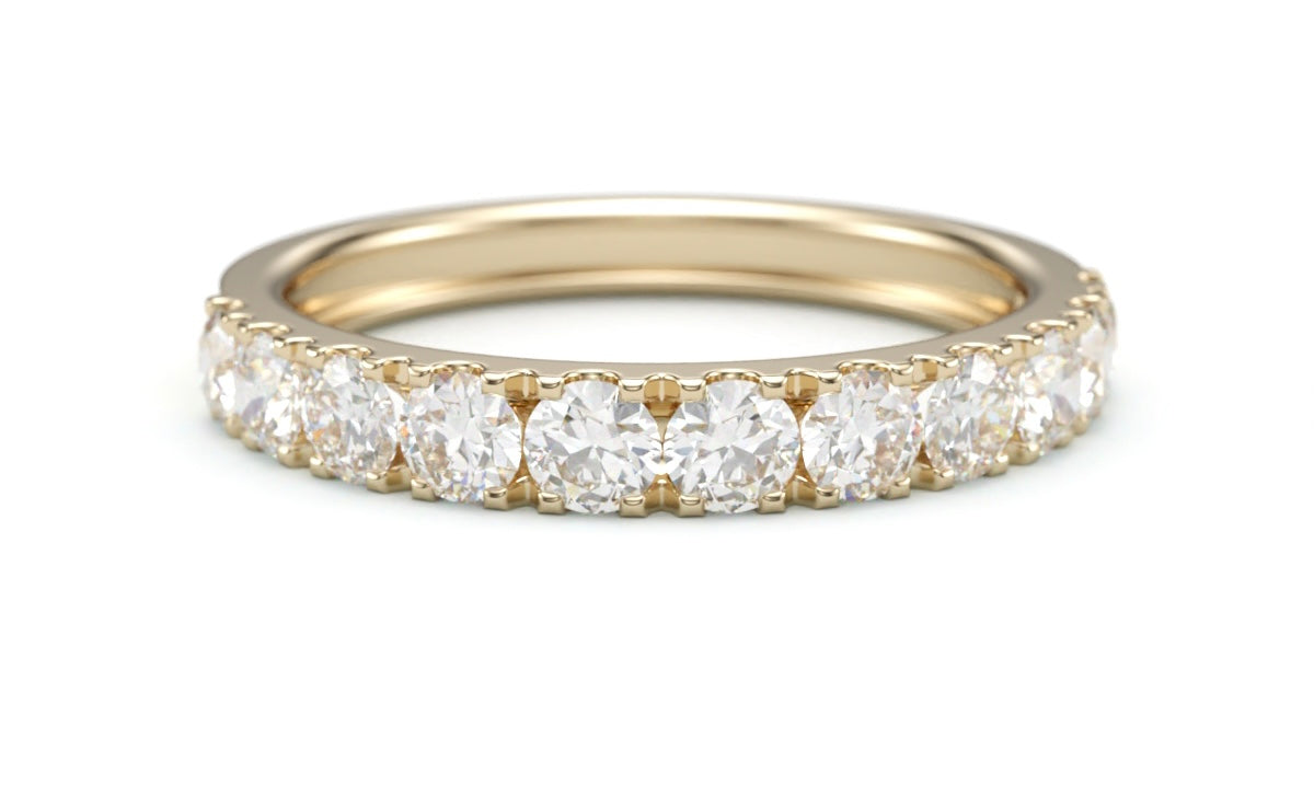 Half diamond hot sale wedding band