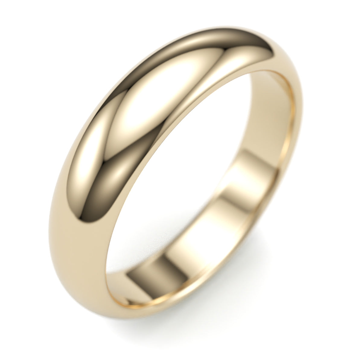 Solid Gold Wedding Band. Classic bright polish half rounded band. 6mm