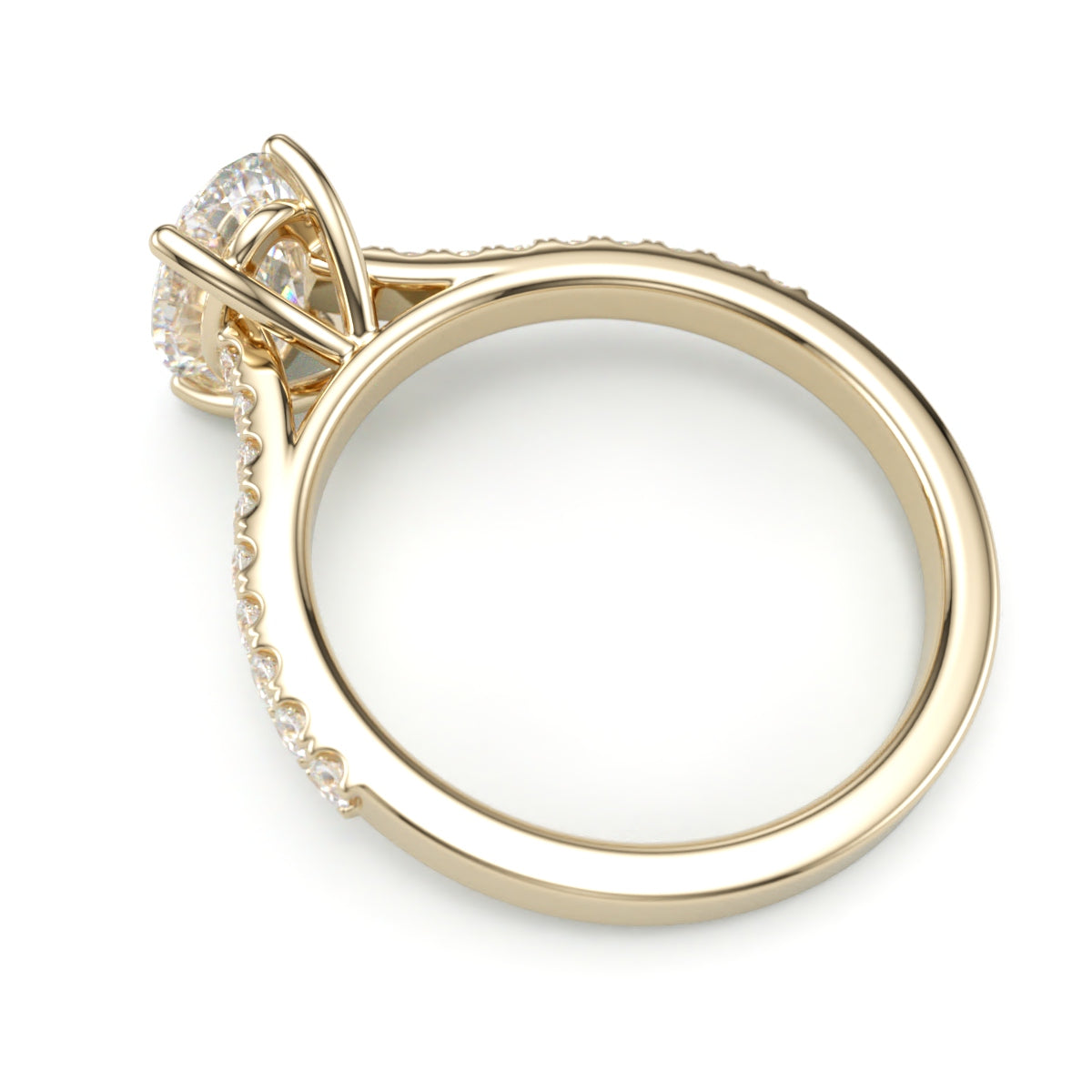 Classic Pave Diamond Oval Engagement Ring.