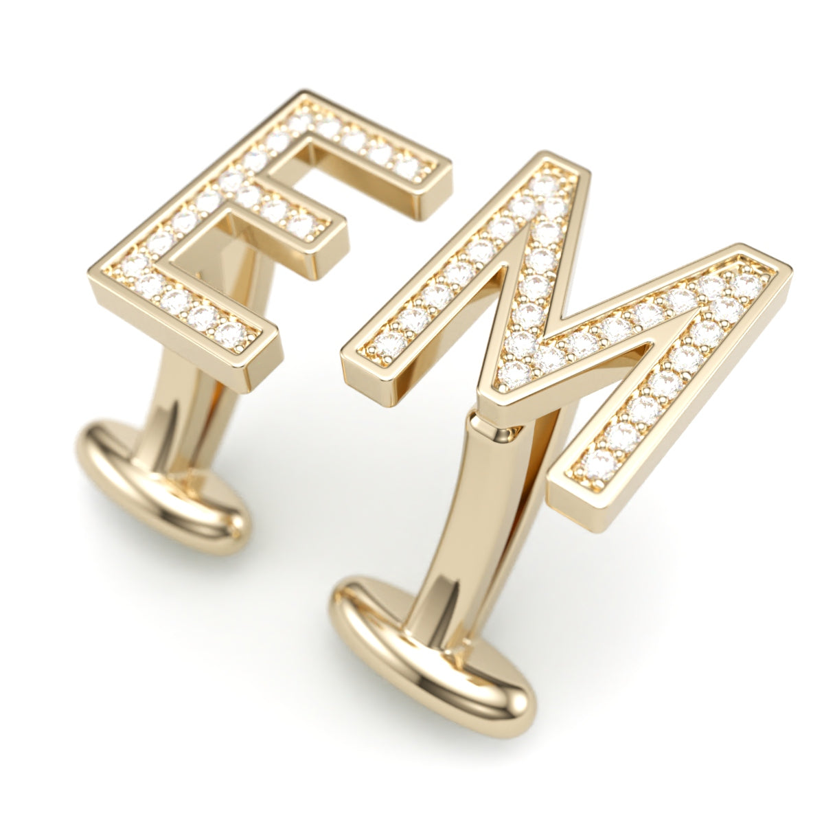 Custom Diamond Initial Cufflinks. Bold