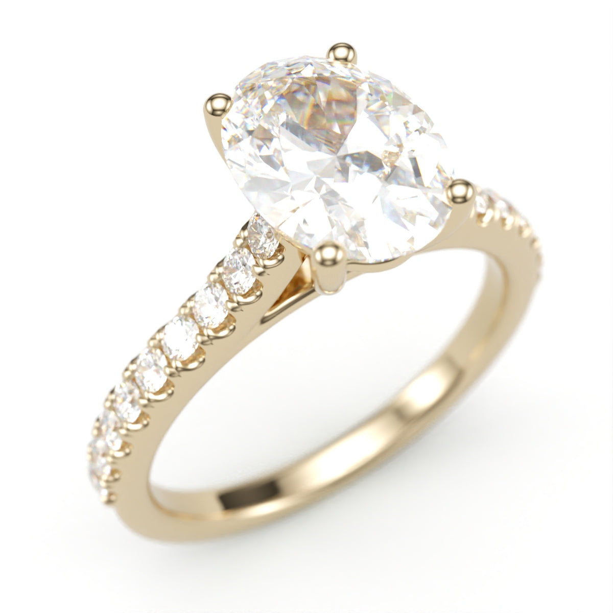 Classic Pave Diamond Oval Engagement Ring.