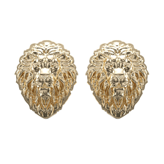 Solid 14k Gold Lion Cufflinks.