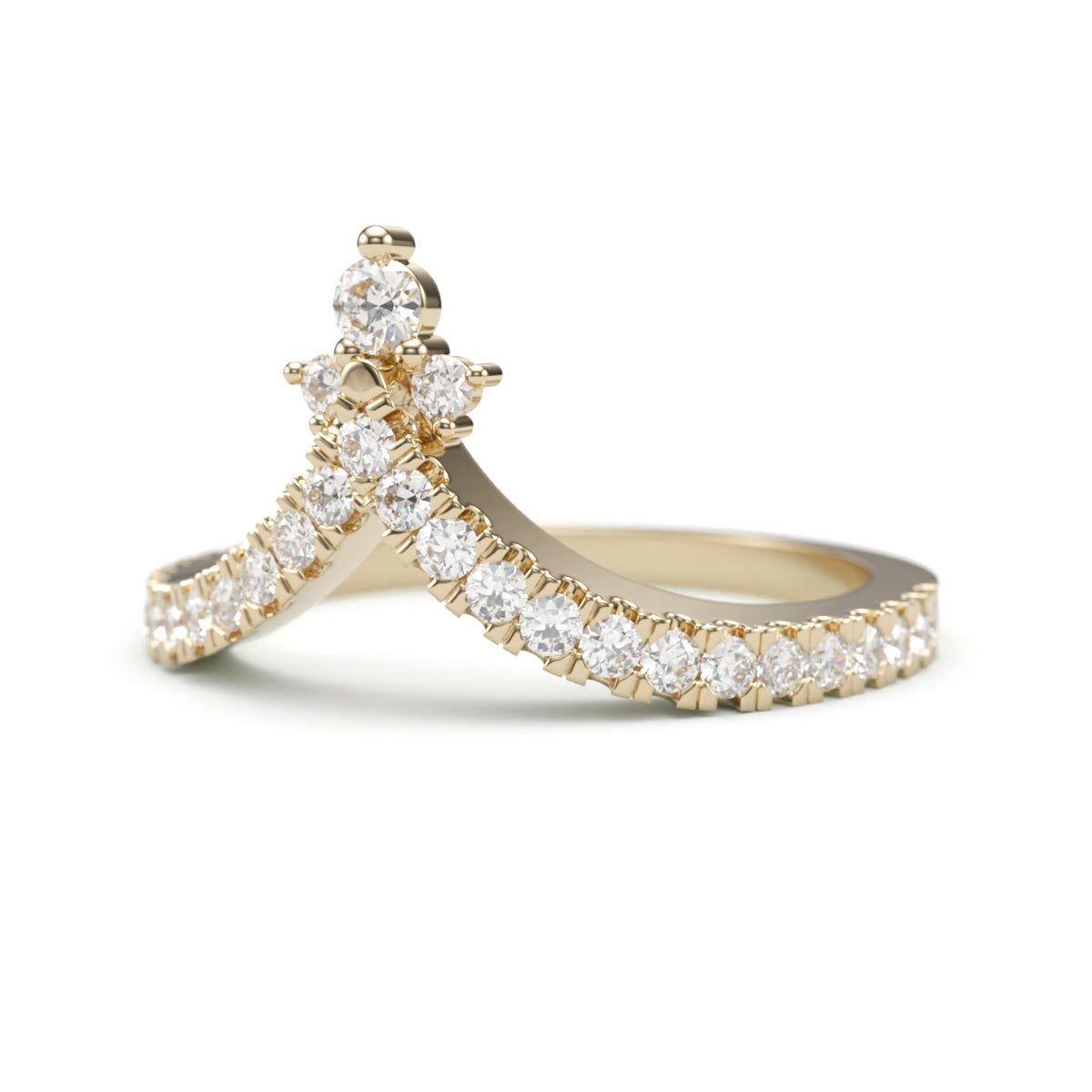 V Tiara Pave Diamond Wedding Band. 1.8 mm