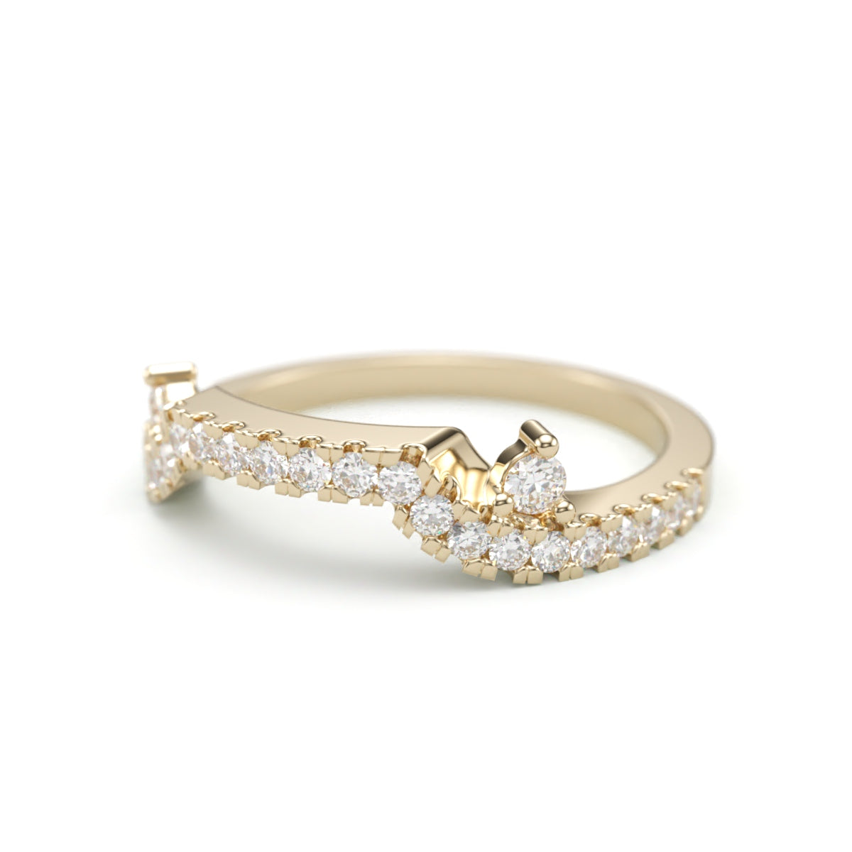 Horizontal Tiara Pave Diamond Wedding Band. 1.8 mm