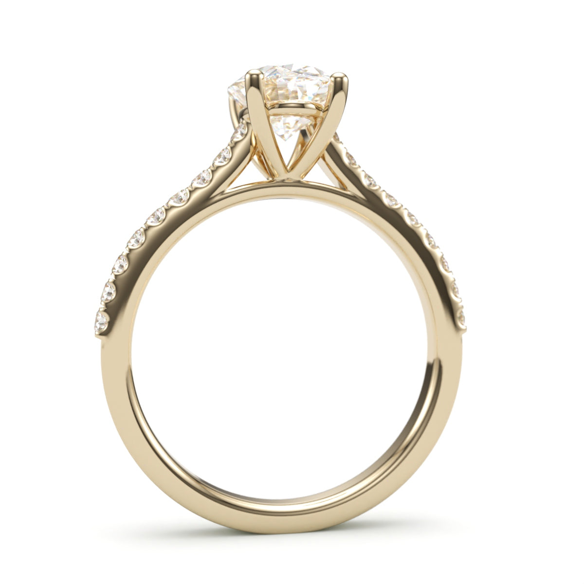 Classic Pave Diamond Oval Engagement Ring.