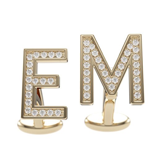 Custom Diamond Initial Cufflinks. Bold