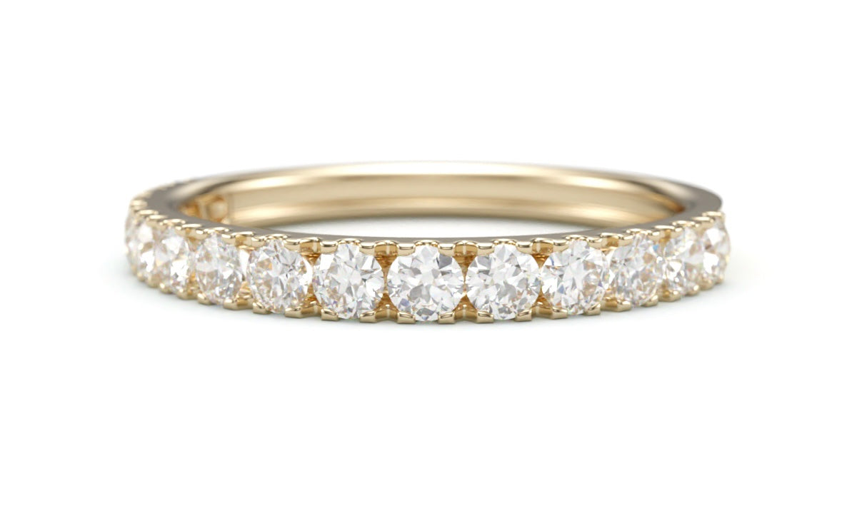 Classic Pave Diamond Wedding Band. 2.5mm Half Eternity
