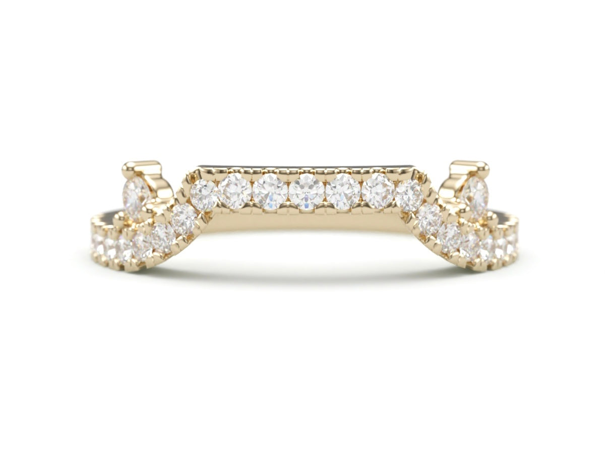 Horizontal Tiara Pave Diamond Wedding Band. 1.8 mm