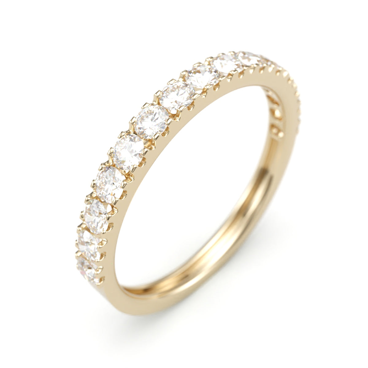 Classic Pave Diamond Wedding Band. 2.5mm Half Eternity