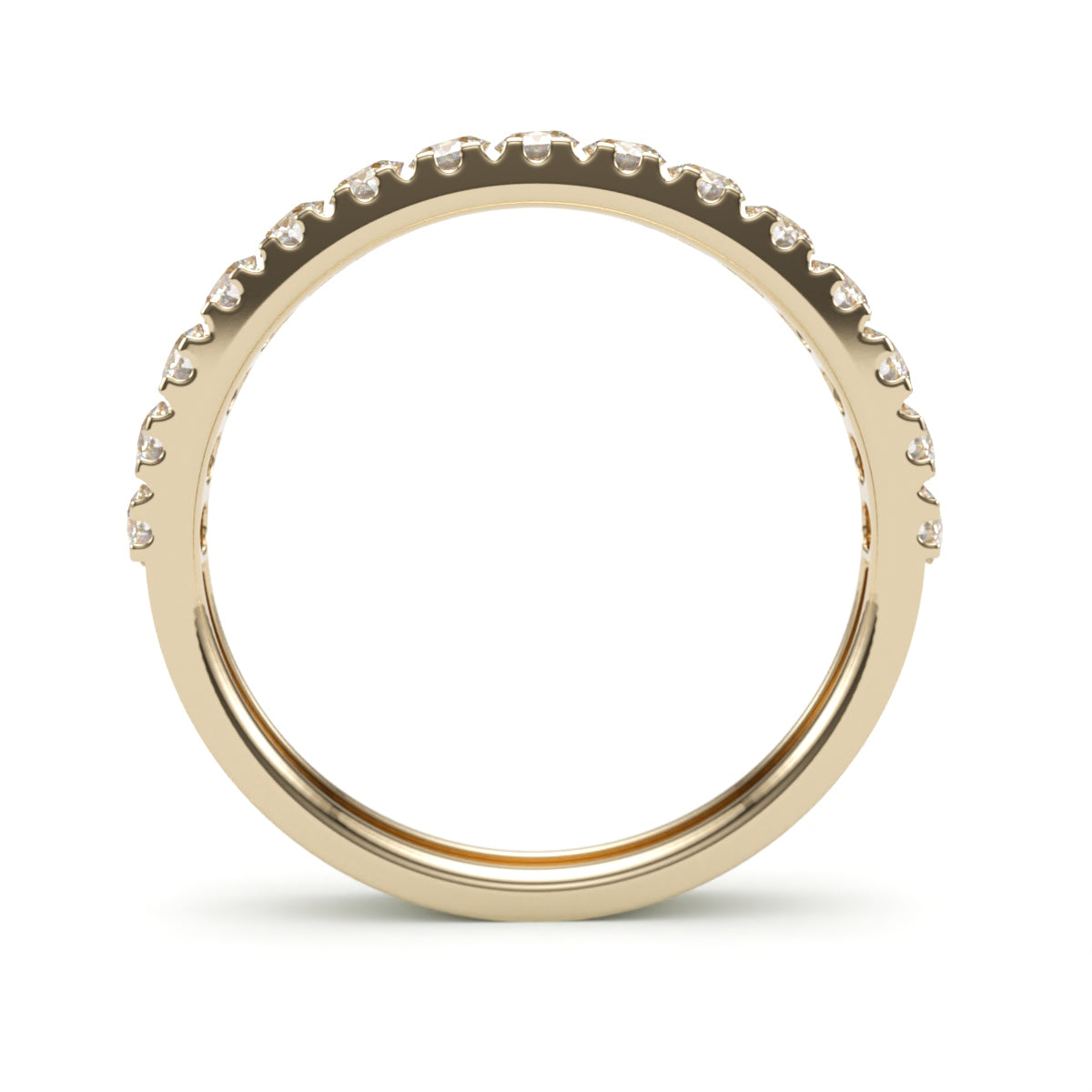 Classic Pave Diamond Wedding Band. 2.5mm Half Eternity