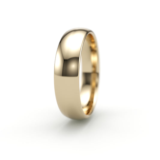 Solid Gold Wedding Band. Classic polished. 6mm