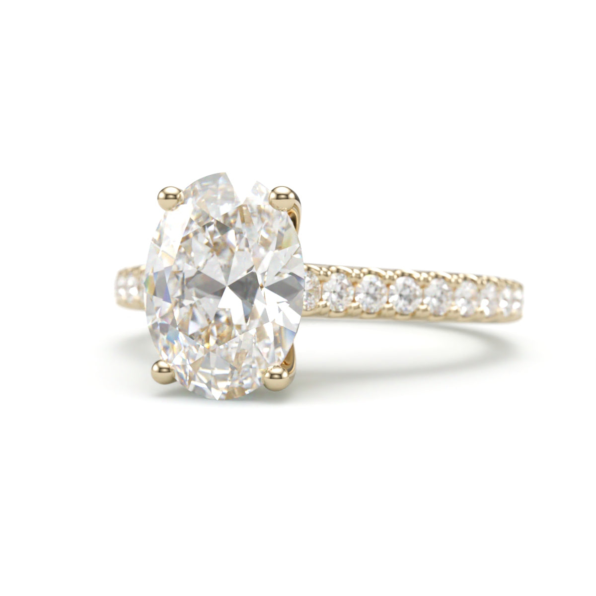 Classic Pave Diamond Oval Engagement Ring.