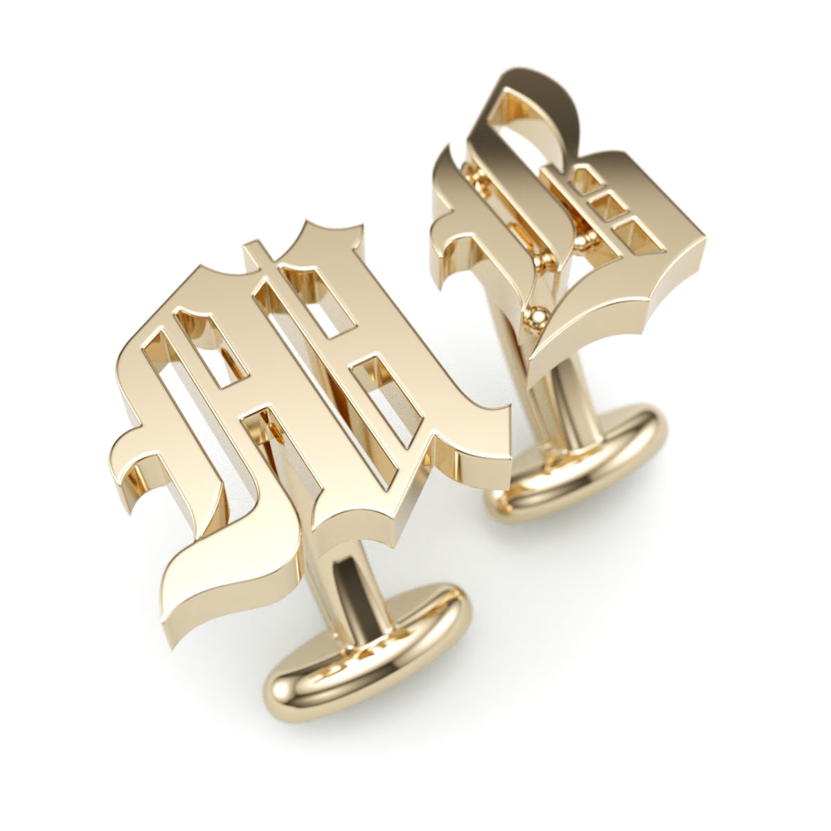 14k Gold Custom Initial Cufflinks. Roman