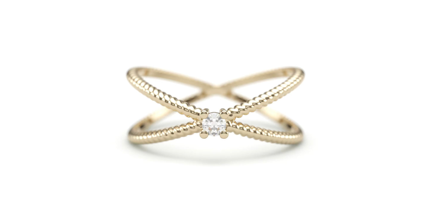 Criss Cross Cable Diamond Stack Ring