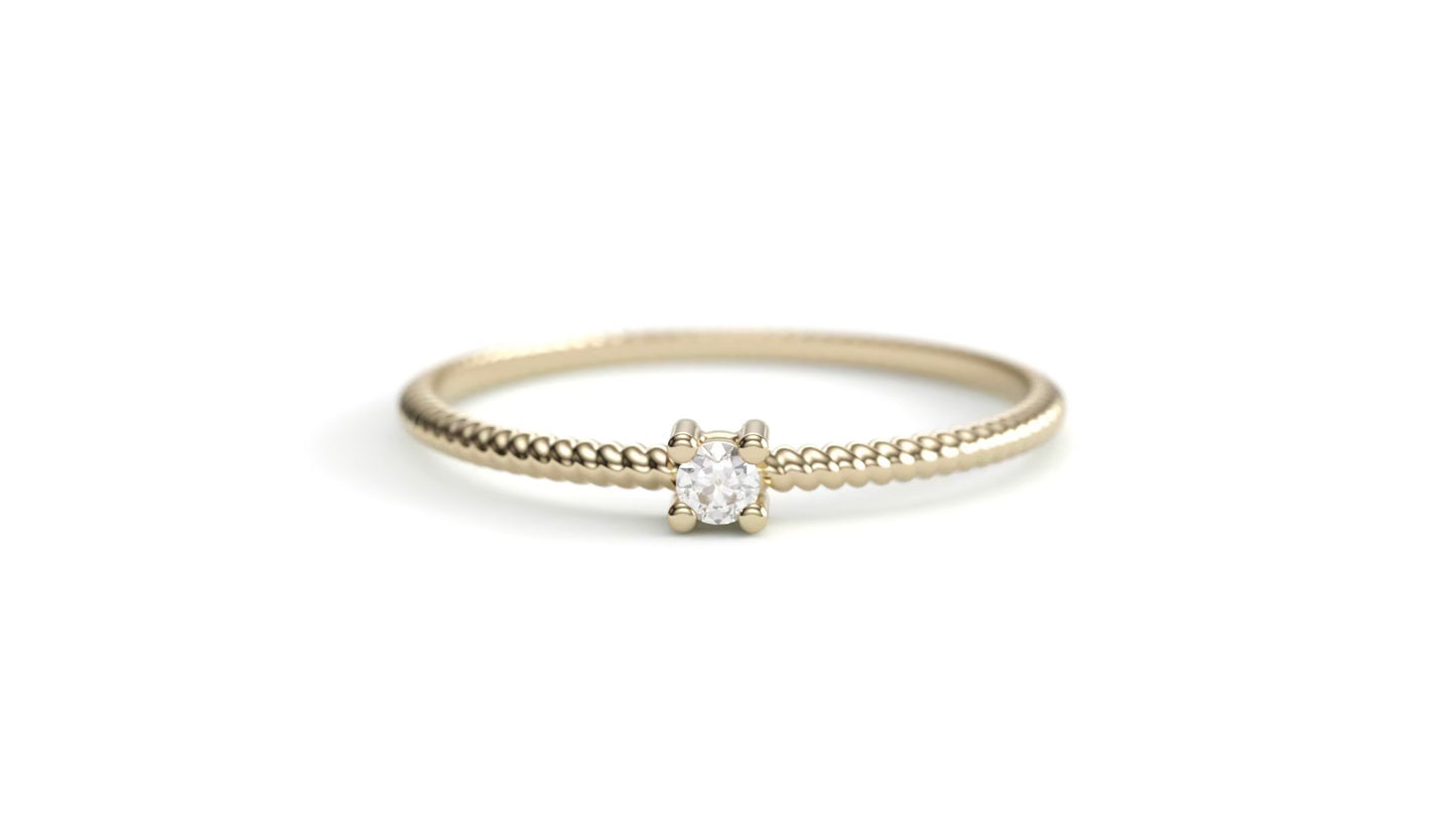 Cable Diamond Stack Ring