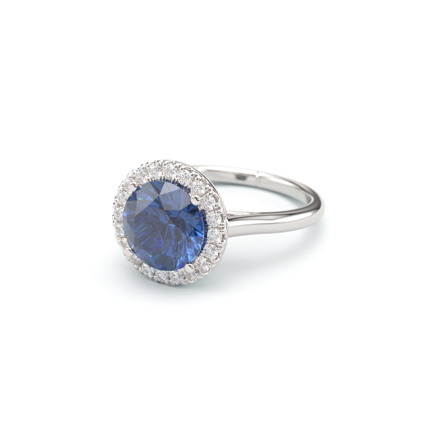 Round sapphire Halo on Classic Band