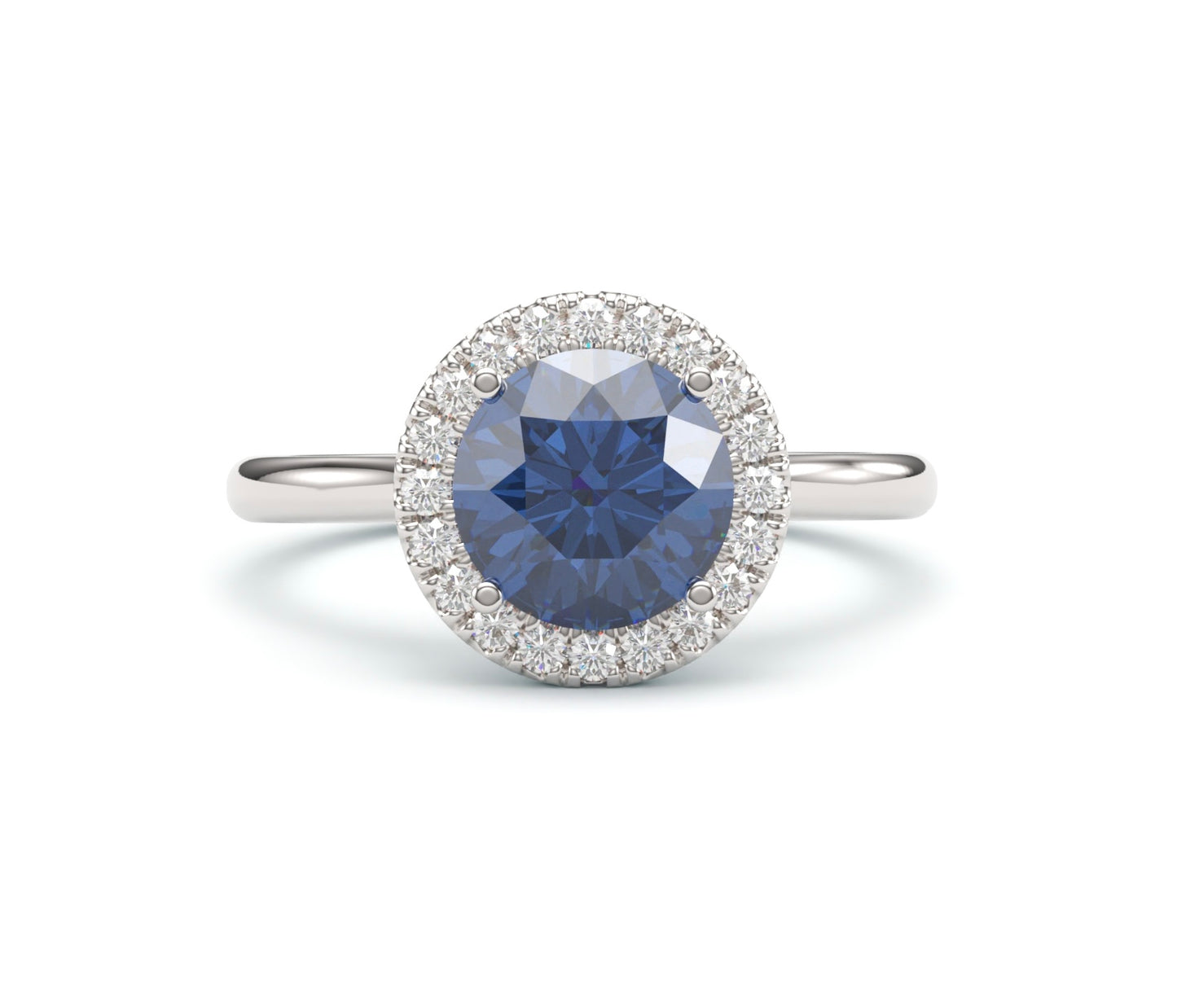 Round sapphire Halo on Classic Band