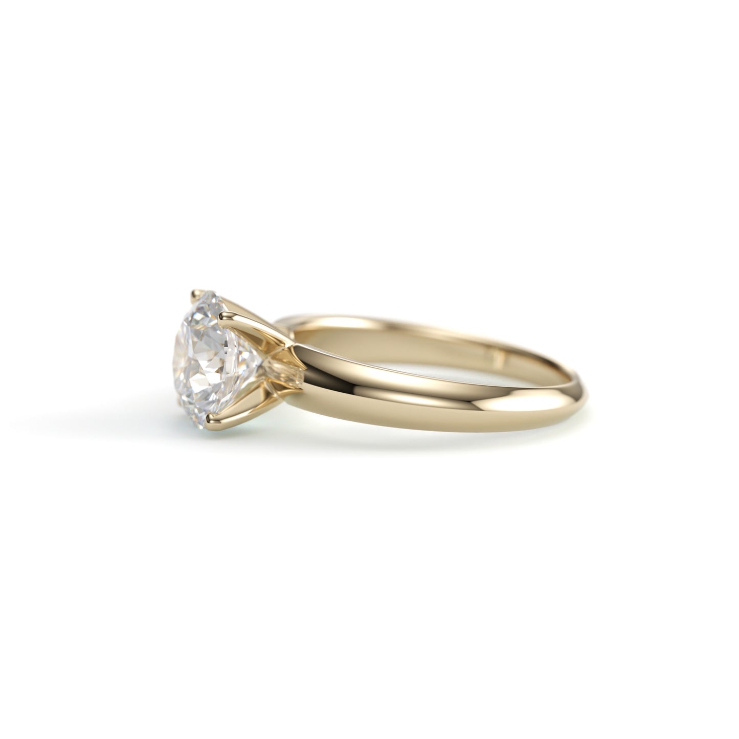 Classic Solitaire Engagement Ring on Wide Band. 4 Prong