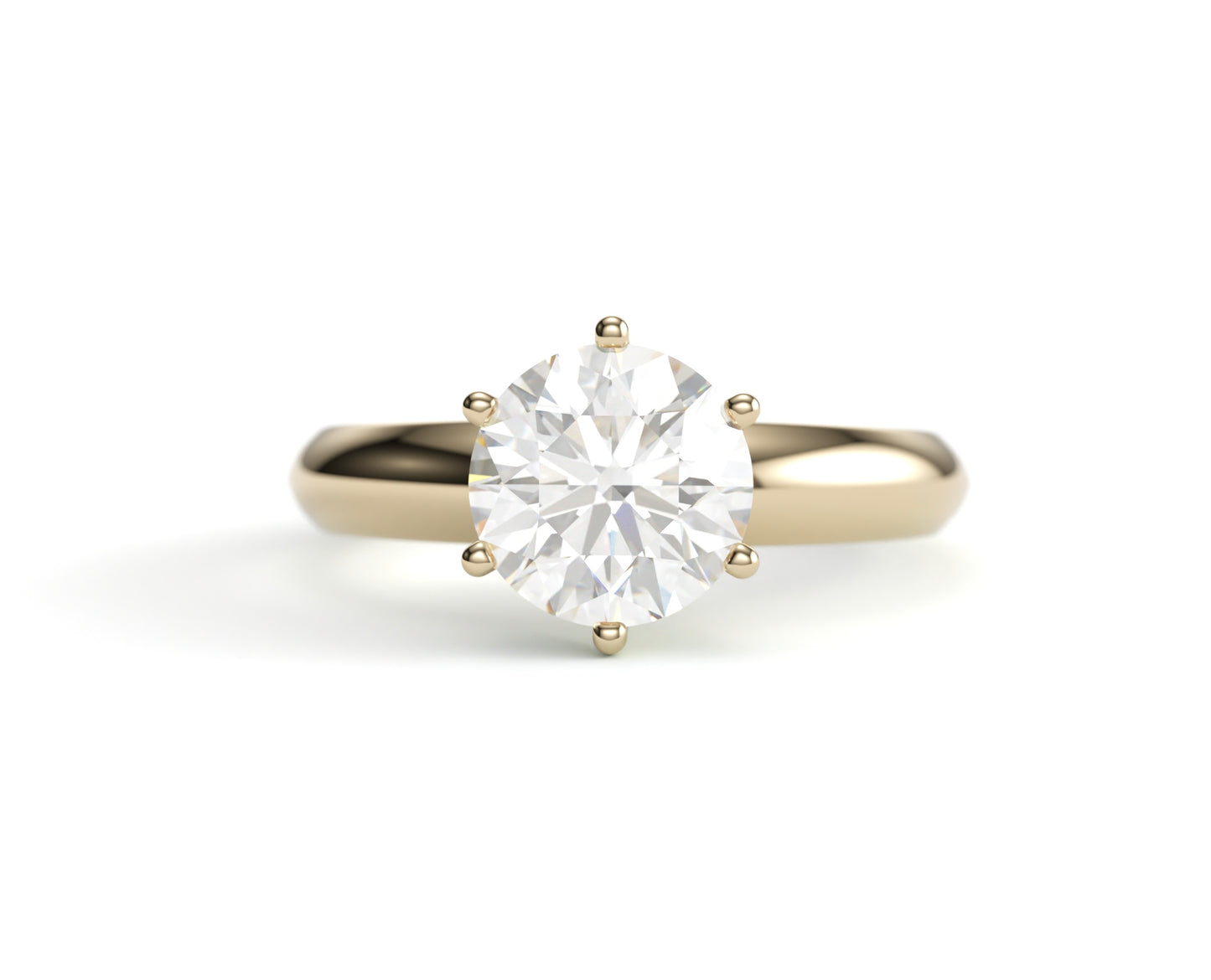 Classic Solitaire Engagement Ring On Wide Band. 6 Prong