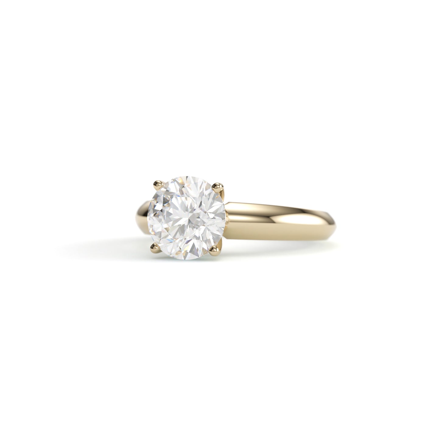 Classic Solitaire Engagement Ring on Wide Band. 4 Prong