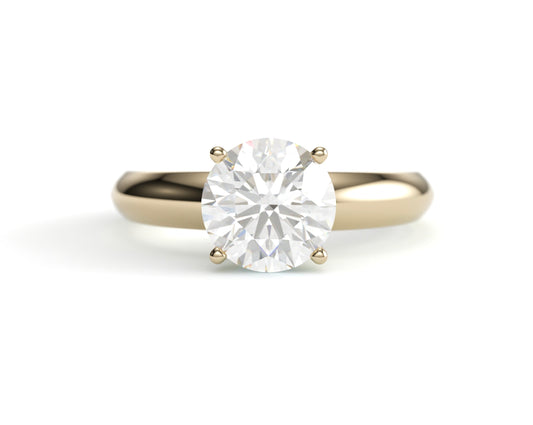 Classic Solitaire Engagement Ring on Wide Band. 4 Prong