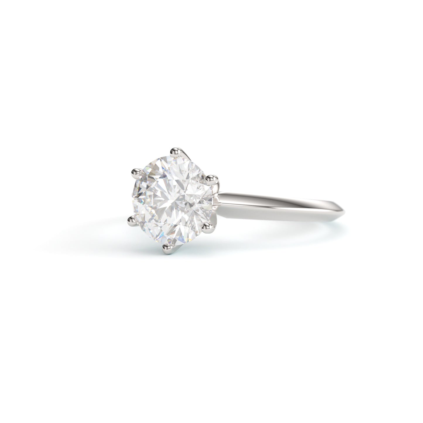 Classic Knife edge Solitaire Engagement Ring. 6 Prong