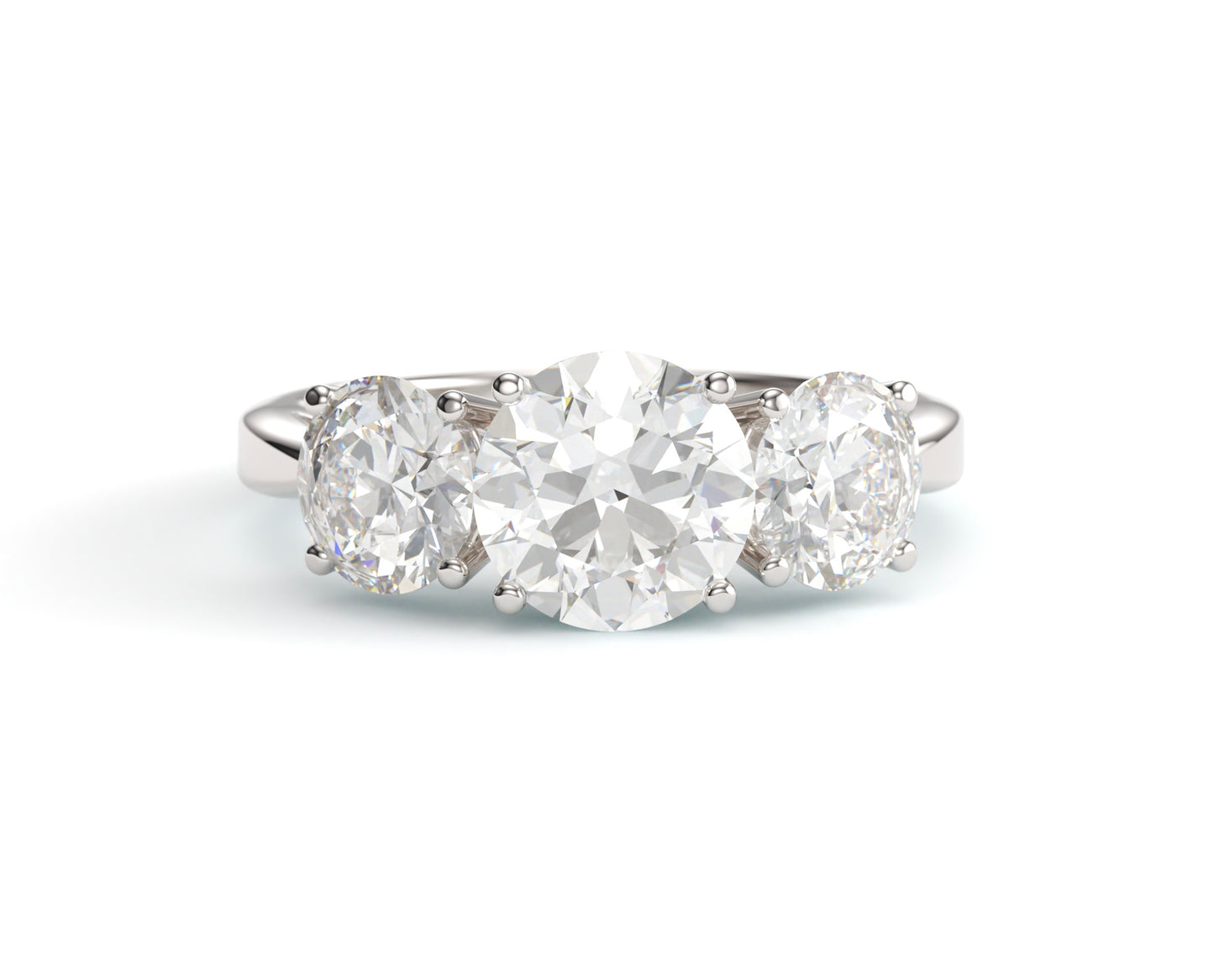 Classic Round Three stone Engagement Ring.