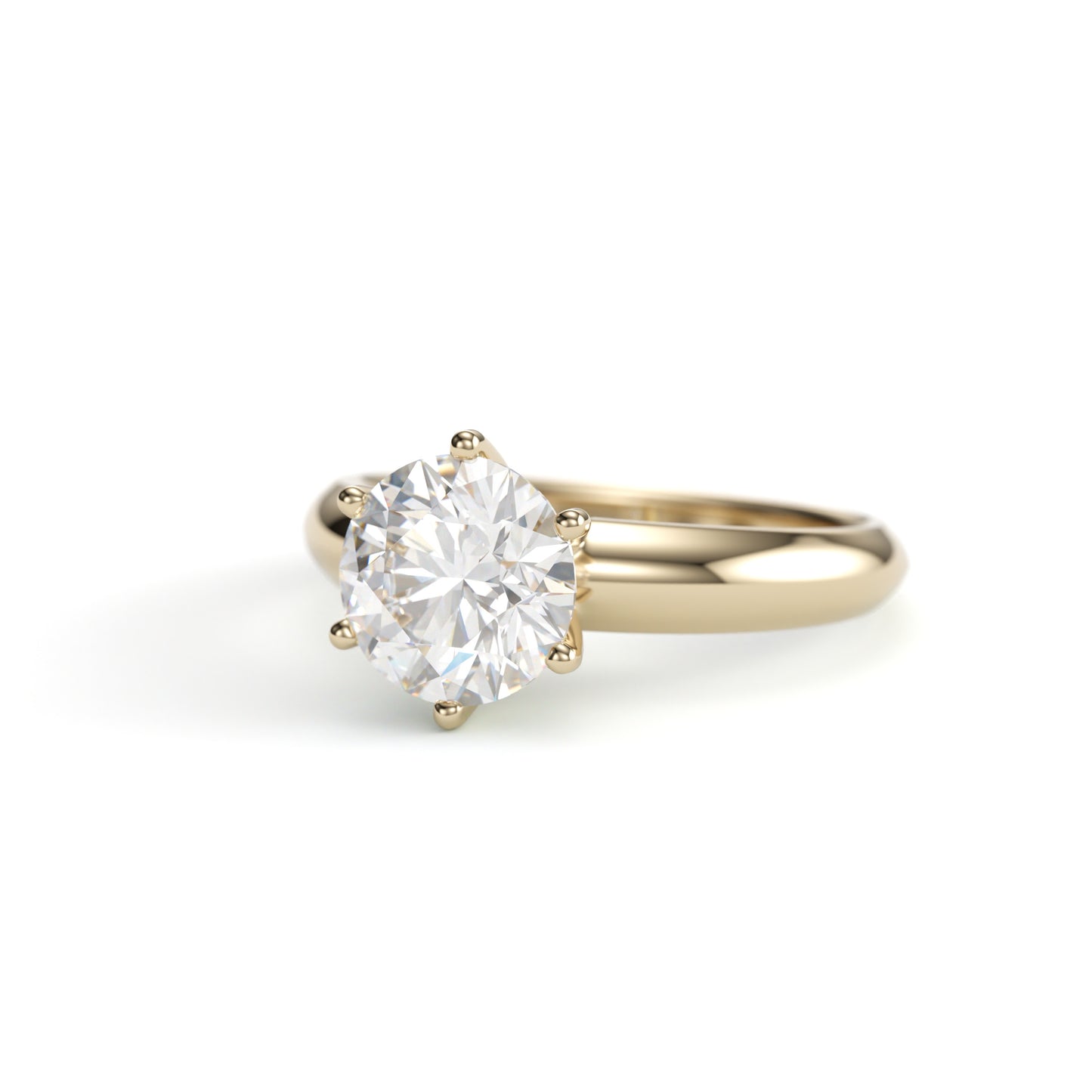 Classic Solitaire Engagement Ring On Wide Band. 6 Prong