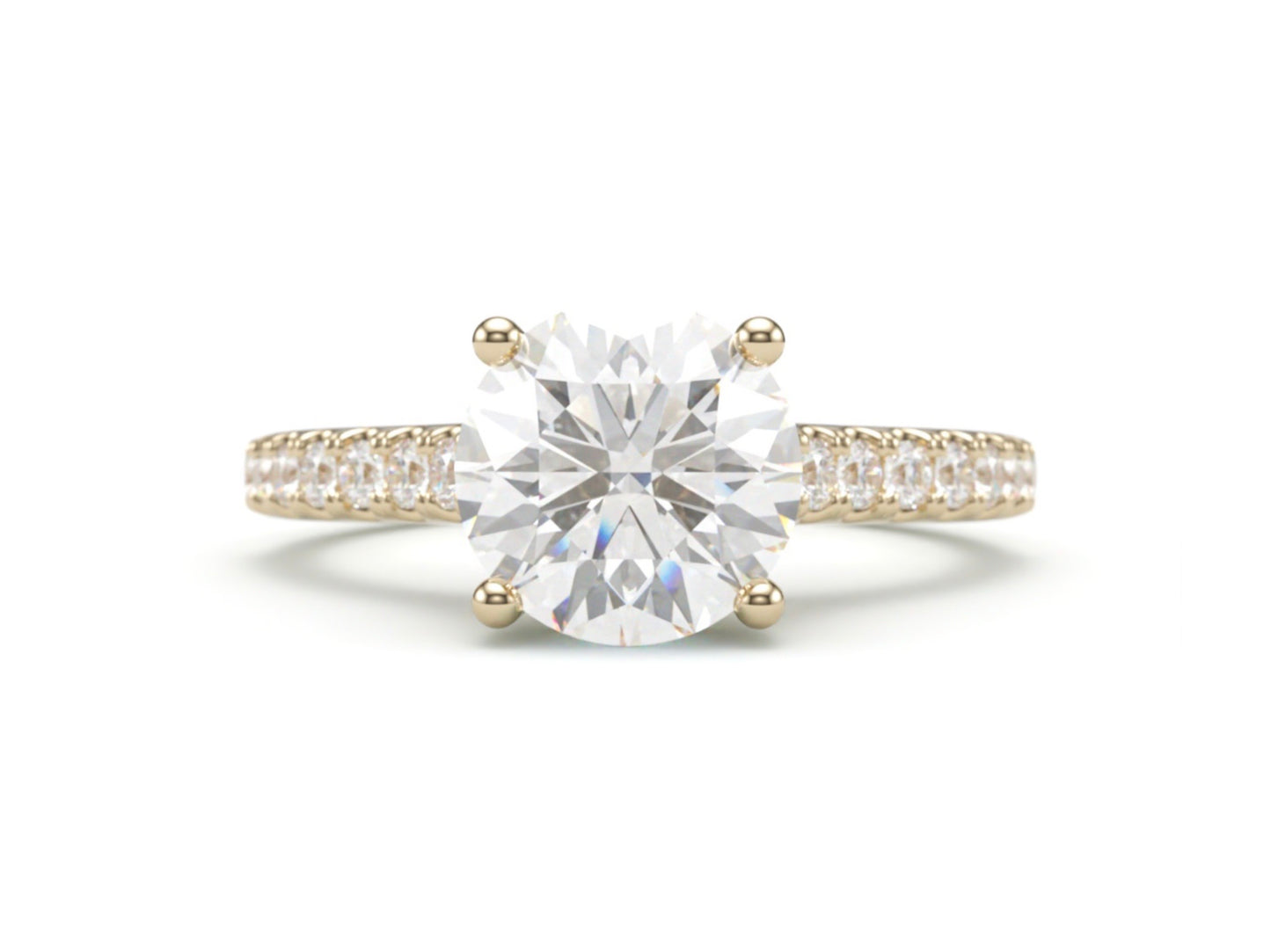 Classic Pave Diamond Engagement Ring. Round