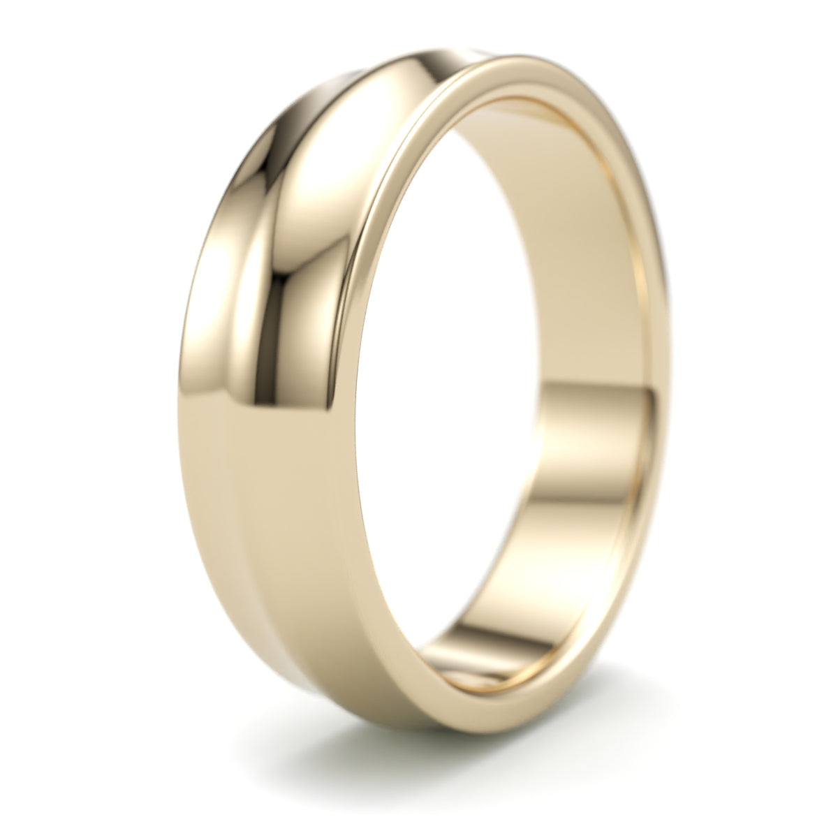 Solid Gold Wedding Band. Polished ridge 6mm