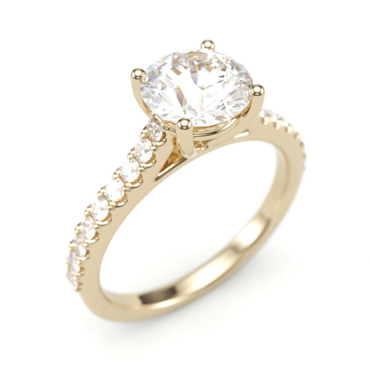 Classic Pave Diamond Engagement Ring. Round