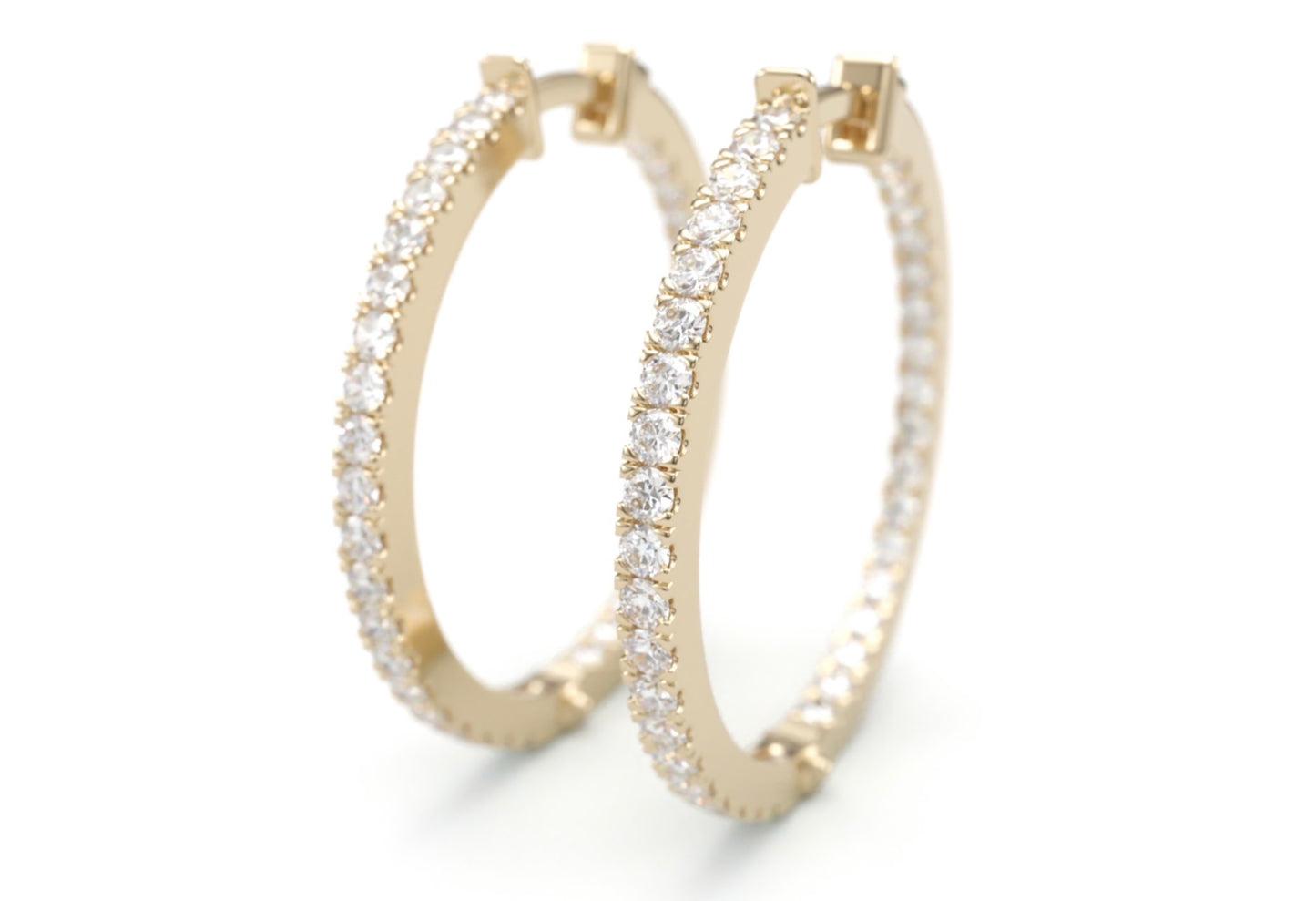 Classic Diamond Hoop Earrings. Light, Comfortable and Sturdy.