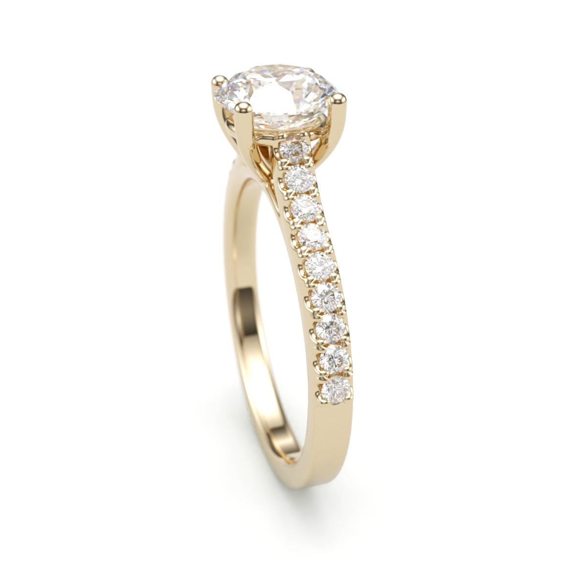 Classic Pave Diamond Engagement Ring. Round